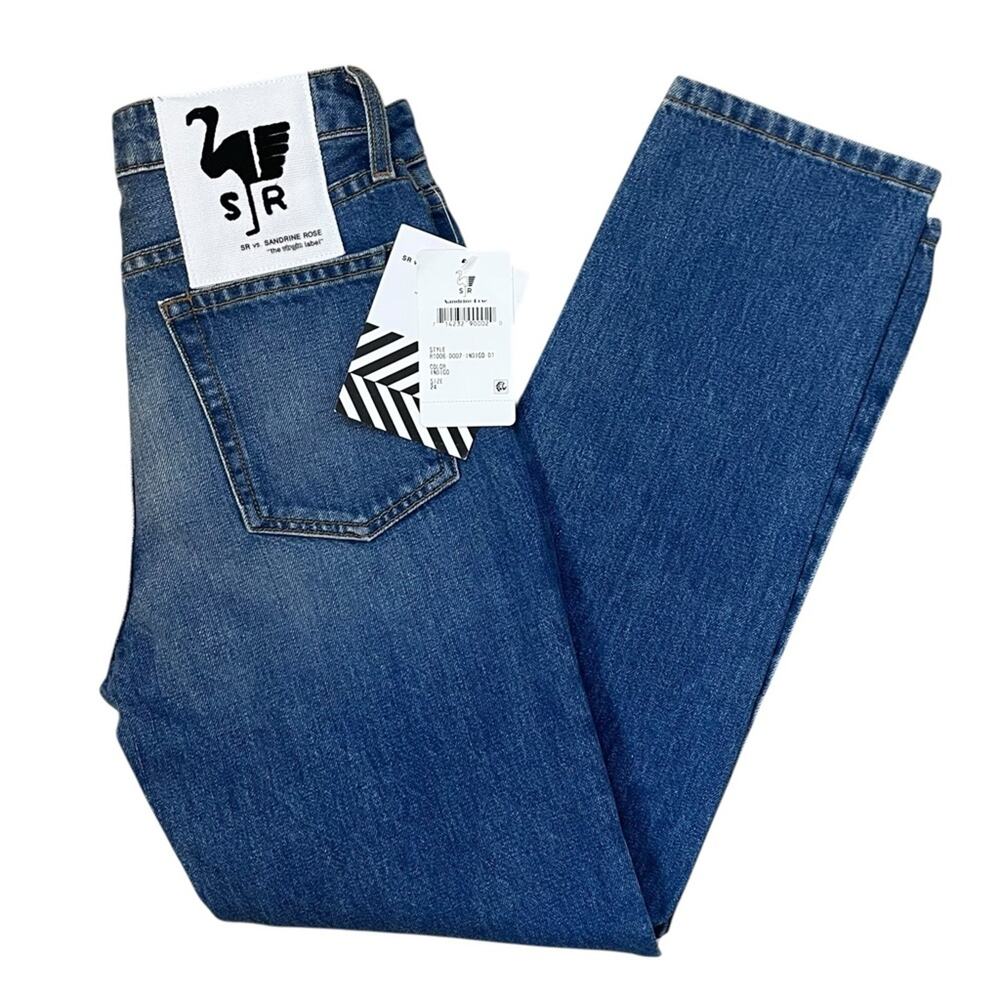 Free People SR vs Sandrine Rose Distressed Button Fly Jeans Size 24 Straight NWT - Picture 3 of 15